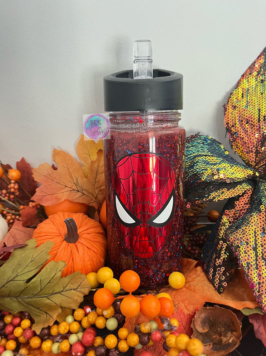 Spider-dude snowglobe water bottle