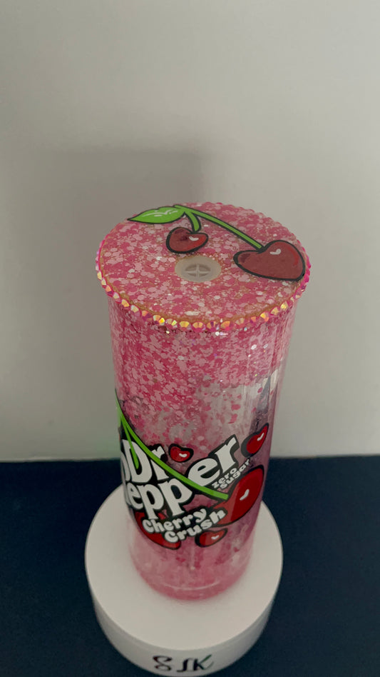 Cherry Crush 20oz glass snowglobe tumbler