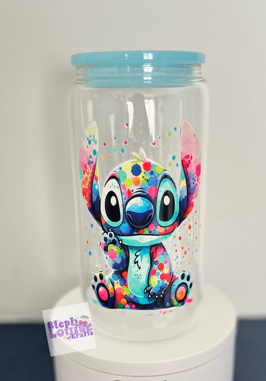 Blue Alien 16oz glass Libby can