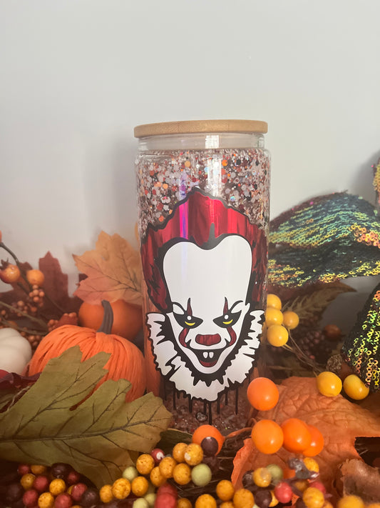 Clown glass can snowglobe